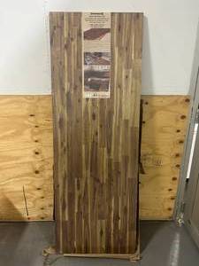 lot 32 image: INTERBUILD 6 ft. L x 25.5 in. D, Acacia Butcher Block Standard Countertop in Brown with Square Edge