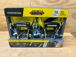 lot 10 image: SMARTSTRAPS Pack of 2- 20 ft Commercial Ratchet Tie Downs