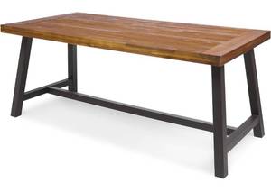 lot 9 image: CHRISTOPHER KNIGHT Home Carlisle Outdoor Dining Table with Iron Legs with 2 Benches- Sandblast Finish  Rustic Metal
