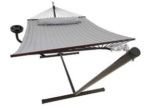 lot 119 image: VITA5 Hammock with Stand Included - Home Must-Haves Outdoor Hammock Two Person for Summer - Portable Backyard Hammock with Stand - 2 Person Hammock Bed with Cupholder - 450lbs Capacity