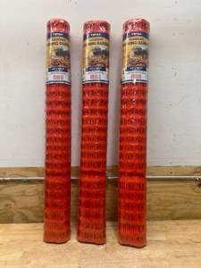 lot 134 image: TENAX Lot of 3- 4 ft. x 100 ft. Orange Guardian Safety Barrier Fences