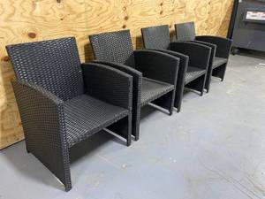 lot 146 image: Lot of 4 Brand New Wicker Patio Chairs