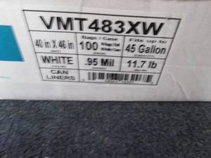 lot 95 image: Open Case White 45 Gallon Trash Lin...