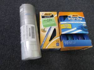 lot 225 image: Bic Stic Pens, 10 pk WiteOut, White...