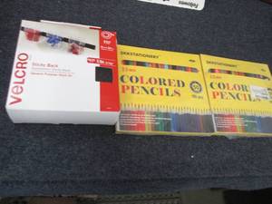 lot 228 image: Velcro Roll, 2pks Colored Pencils...