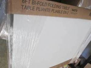 lot 241 image: 6 ft Bifold Folding Table with Carr...