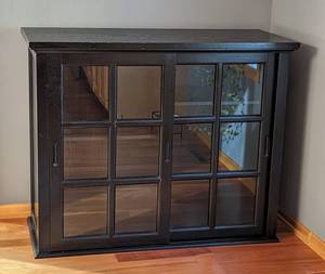 lot 17 image: Pottery Barn Black Garrett Buffet Cabinet