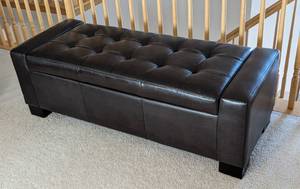 lot 15 image: Brown Faux Leather Storage Bench