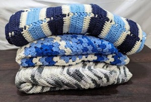 lot 54 image: 3 Knitted Afghans