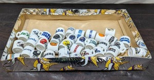 lot 136 image: Football Themed Mini Beer Mug Shot Glasses