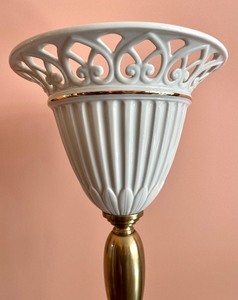 lot 16 image: Quoizel Porcelain Torchiere Floor Lamp by Lenox