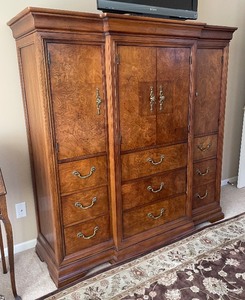 lot 6 image: Thomasville Elysee Master Chest  Thomasville Wooden Armoire Cabinet