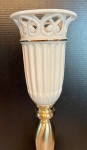 lot 24 image: Quoizel Porcelain Torchiere Table Lamp by Lenox
