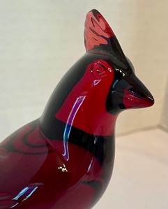 lot 125 image: Ruby Red Cardinal Figurine by Baccarat