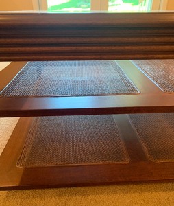 lot 76 image: Coffee Table with Glass Top and Two Shelves
