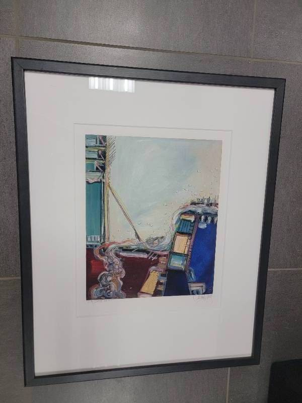 lot 8 image: Cecilia Mayr Signed Oil on Paper  City Scape No 1