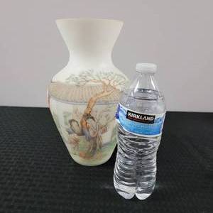 lot 65 image: Asian Geisha Courtisan Painted Frosted Vase