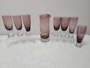 lot 40 image: Krosno Poland - Contemporary Studio Art Glass Iced Tea Set (8)