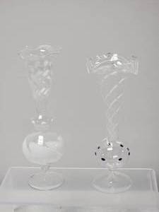 lot 53A9 image: Bimini Ultra-Fine Italian Studio Art Glass Vases (2) - Icy Swirl