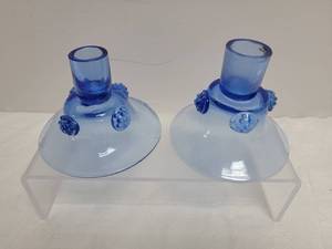 lot 46 image: Blenko Blue Glass Candle Holder