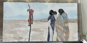 lot 9 image: Pair of Original Watercolor Paintings by Irene Klar