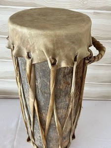 lot 13 image: Vintage Wooden and Rawhide Drum