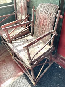 lot 103 image: Pair of Rustic Twig and Bark Handcrafted Chairs