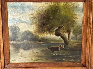 lot 95 image: Vintage Original Oil on Canvas Scenic Painting