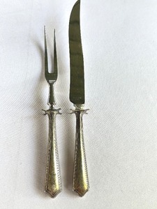 lot 99 image: Vintage Sterling Silver Two Piece Carving Set