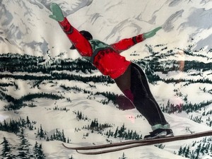 lot 82 image: Framed Ralph Lauren Scarf with Ski Design