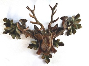 lot 70 image: Decorative Faux Wood Deer Figurine Candle Holder