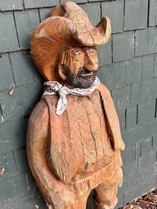 lot 2 image: Wooden Hand Carved Western Figurine