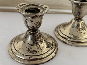 lot 131 image: Pair of Vintage Sterling Silver Candle Holders