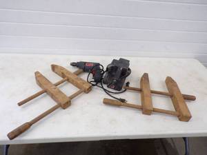 lot 131 image: Large Wood Clamps, Sander and Drill