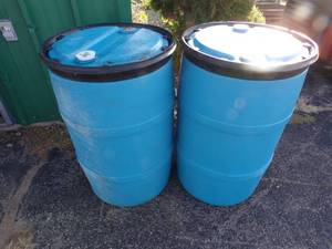 lot 97 image: 2 - 50 Gallon Plastic Barrels