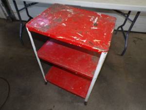 lot 98 image: Vintage Red Kitchen Cart