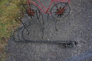 lot 43 image: Lot of Assorted Lawn Ornaments and Floral Hanging Poles