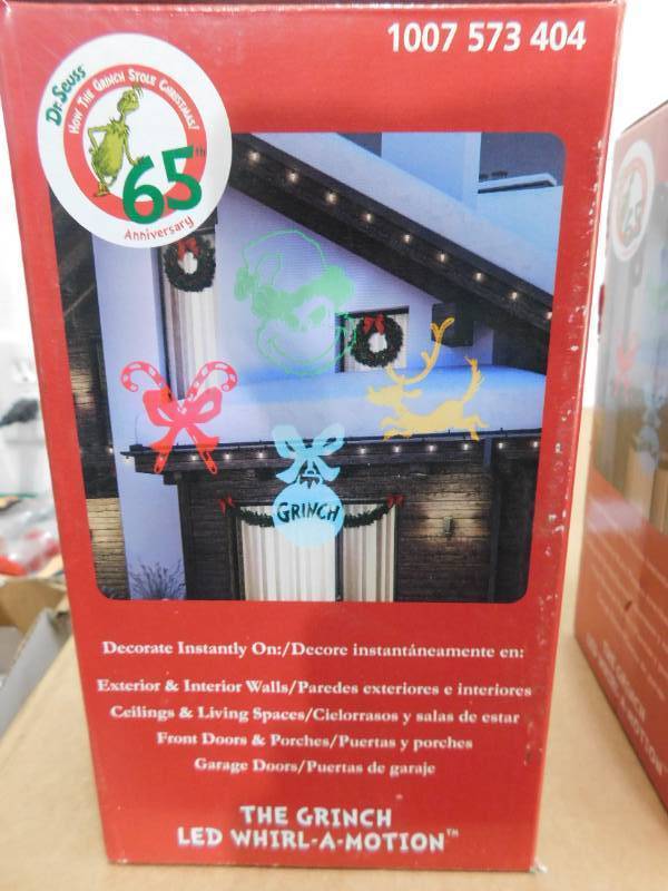 (2) Gemmy LightShow Projector Whirl A Motion Grinch Outdoor LED Decor Christmas