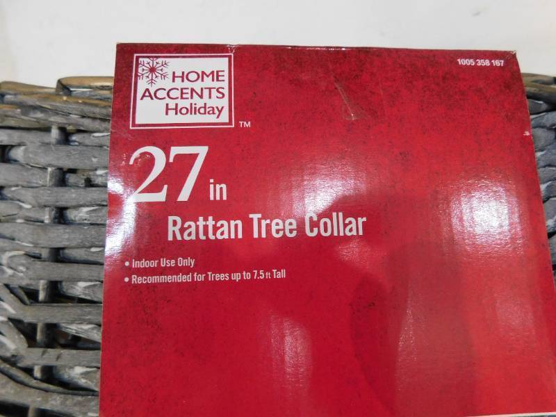 Gray Rattan 27 Christmas Tree Collar Wicker Tree Skirt NEW