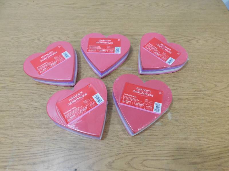 Lot of 5---6 in. Valentines Day Foam Large Craft Hearts (20-Count each)