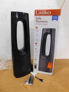 Lasko Bladeless 1500W 28 in. Black Electric Oscillating Tower Ceramic Space Heater with Remote Control and Digital Display