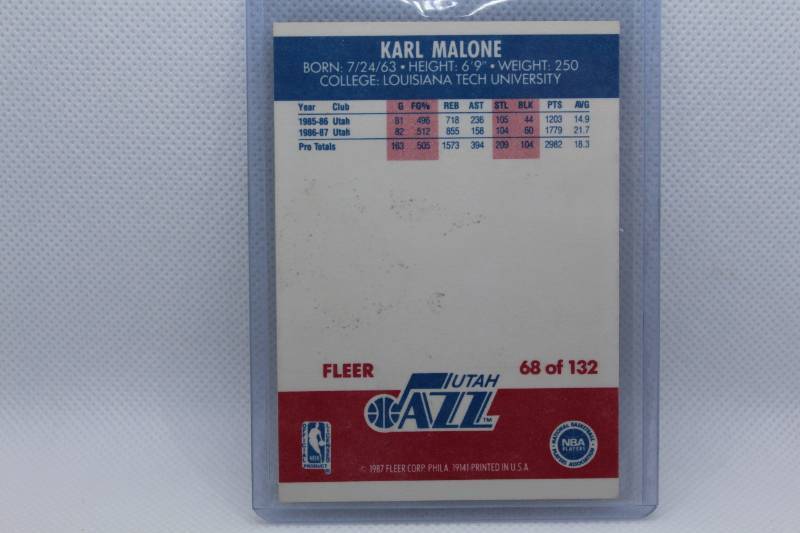 lot 102 image: Karl Malone 1987 Fleer No. 68 of 132