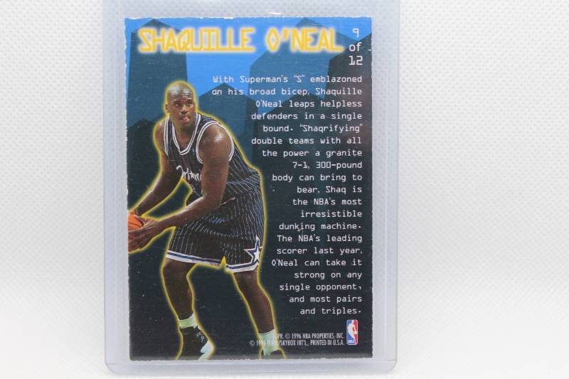 lot 104 image: Shaquille ONeal 1996 Fleer Skybox No. 9 of 12