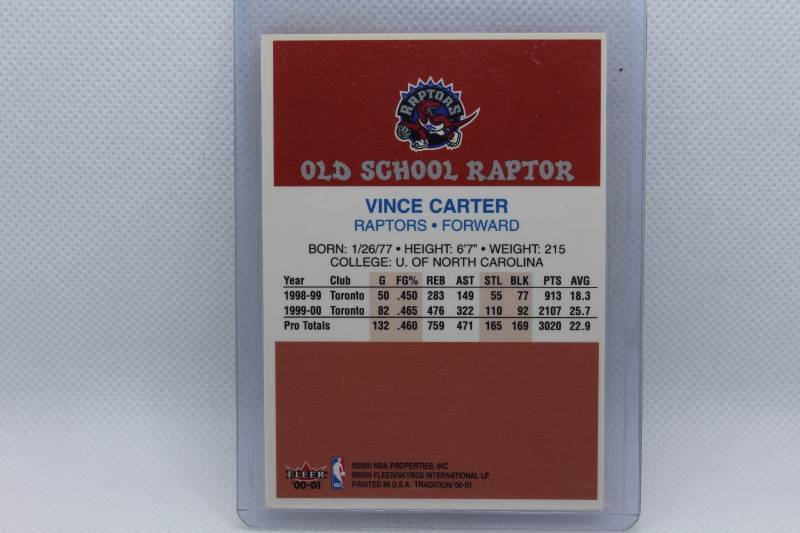 lot 110 image: Vince Carter Old School Raptor Fleer 00-01