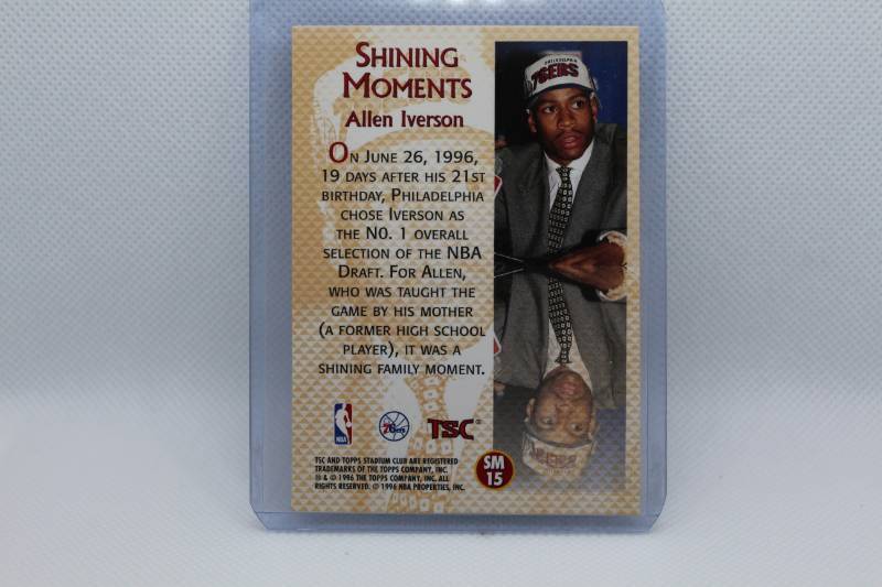 lot 113 image: Allen Iverson Rookie 1996 Topps Stadium Club No. SM15