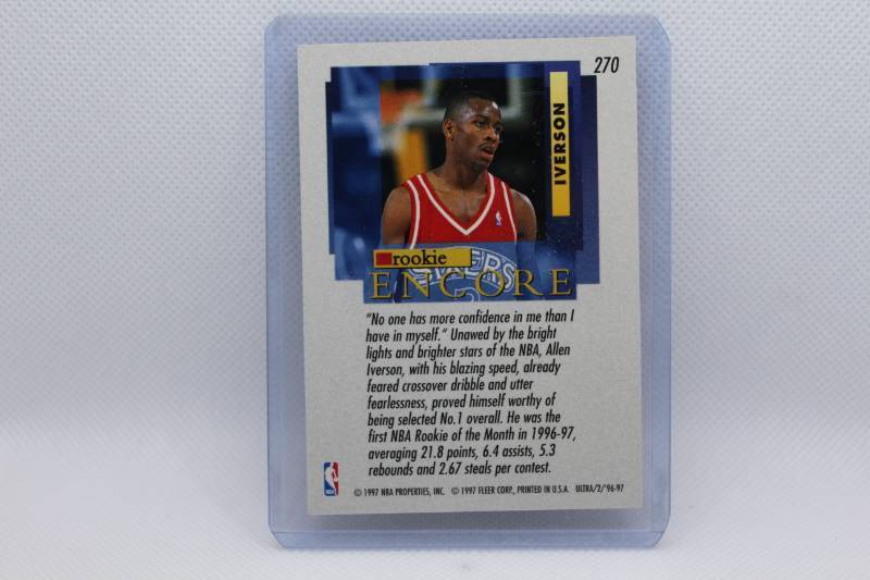 lot 114 image: Allen Iverson Rookie 96-97 Fleer Ultra No. 270