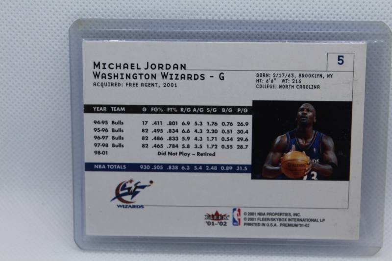 lot 129 image: Michael Jordan Fleer Premium 01-02 No. 5