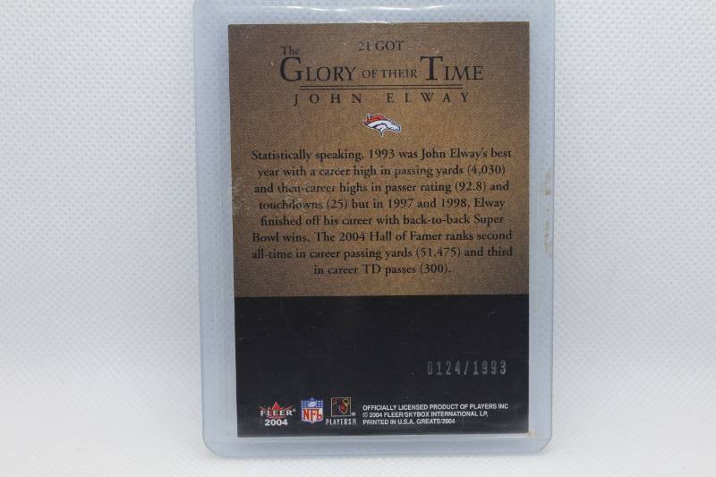 lot 142 image: John Elway 2004 Fleer Glory of the Game No. 21 GOT