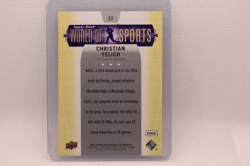lot 158 image: Christian Yelich 2011 Upper Deck World of Sports No. 23