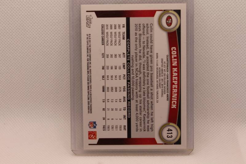 lot 162 image: Colin Kaepernick Rookie 2011 Topps No. 413
